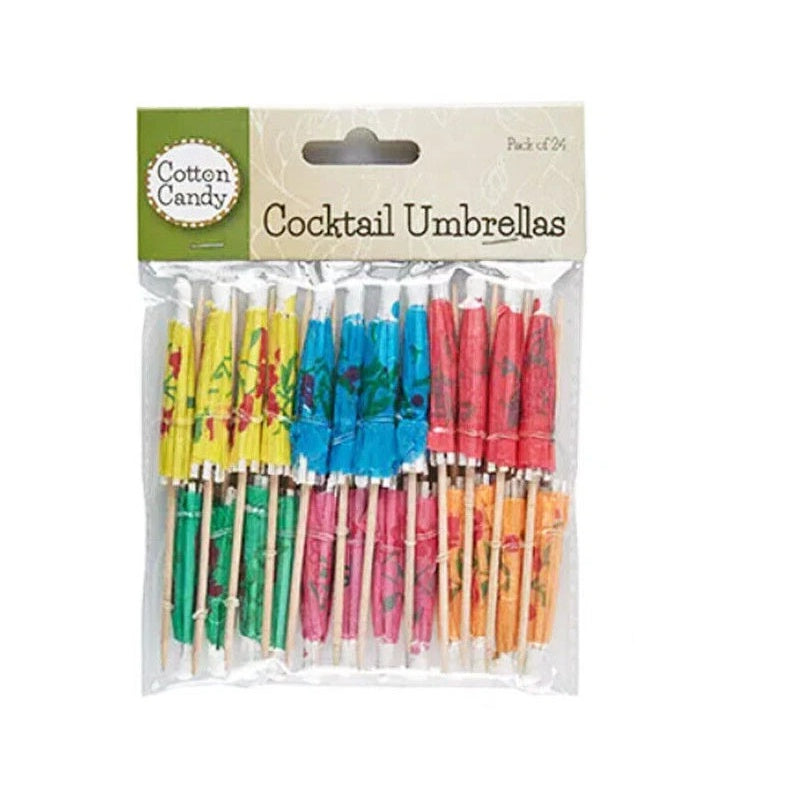 24x Cocktail Umbrella Fruit Picks Party Drinks Bar Parasols Hawaii Sticks