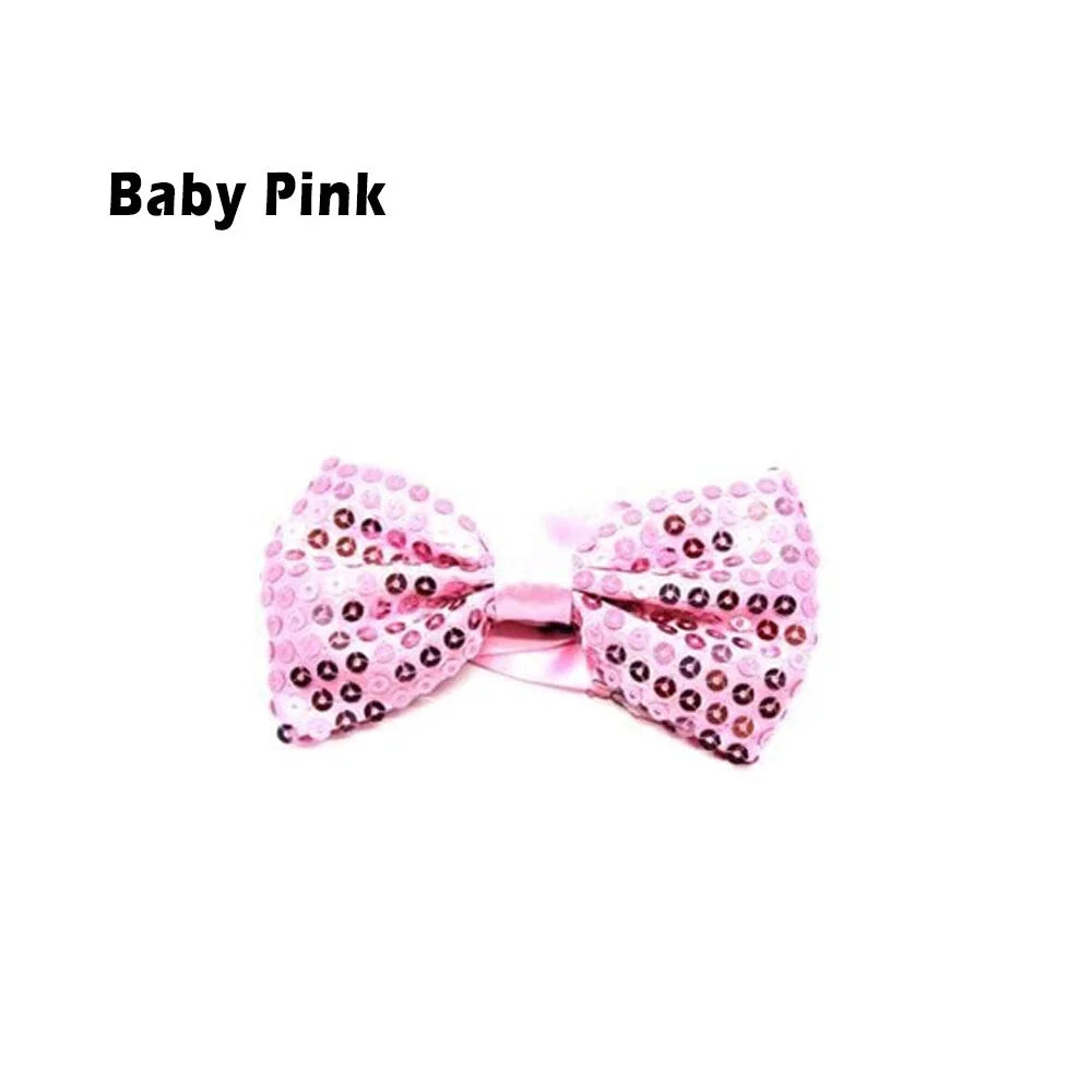 Glitter Sequin Clip-on Bowtie Men Women Boys Girls Bow Tie Party Dance Costume