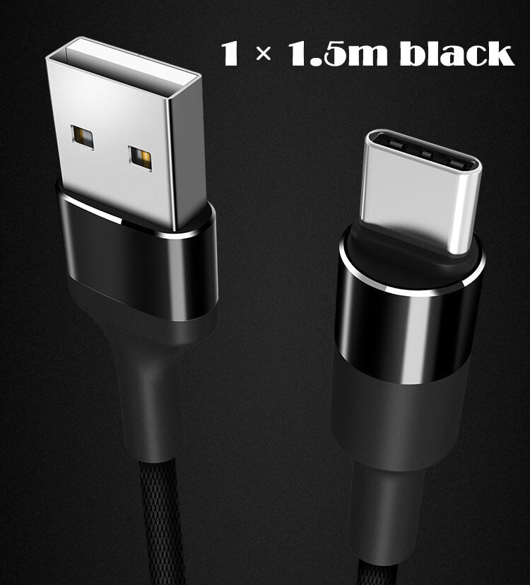 1M-2M USB Type C Data Charger TPU Braided Cable For Samsung Xiaomi Huawei Google