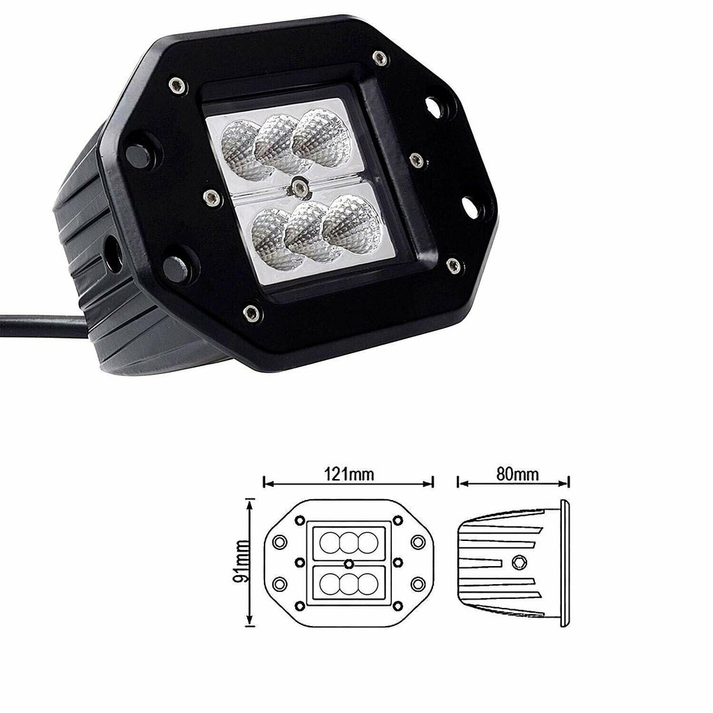 2 x 4inch Flush Mount LED Work Light Bar Flood 12V 24V Truck Reverse 5" Lamp