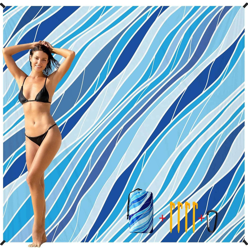 Large Beach Blanket 210x200cm Waterproof Sandproof Outdoor Picnic Mat