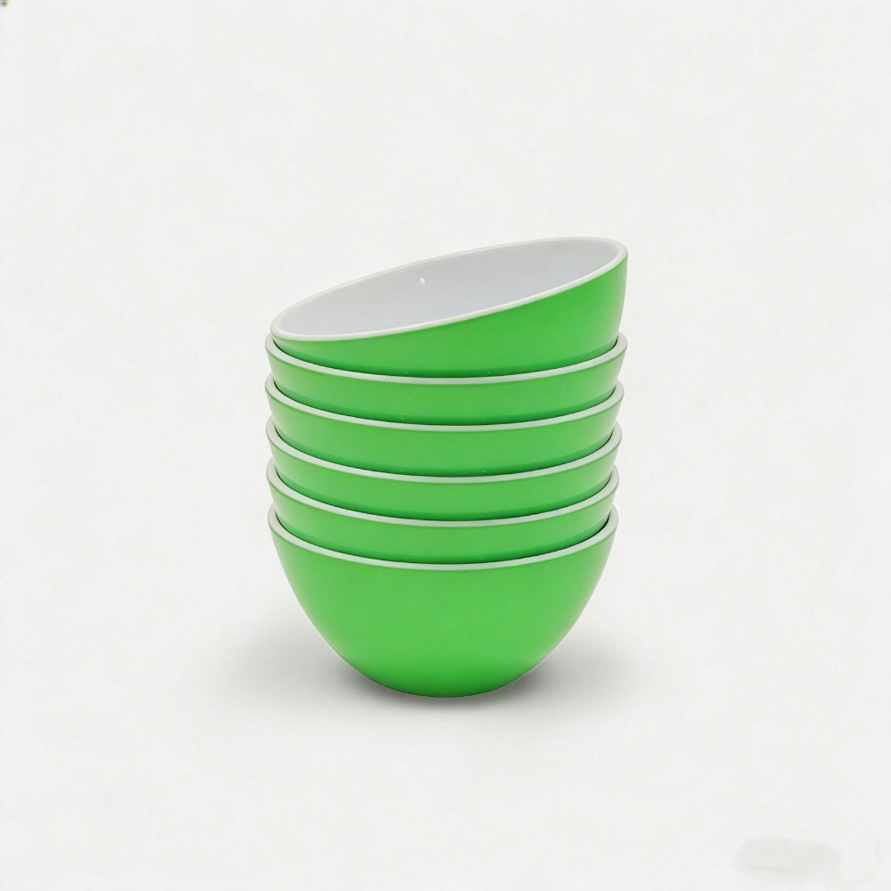 Henni & Friends Melamine Bowls Set, Green Melamine Cereal/Soup/Salad Bowls, Set of 6