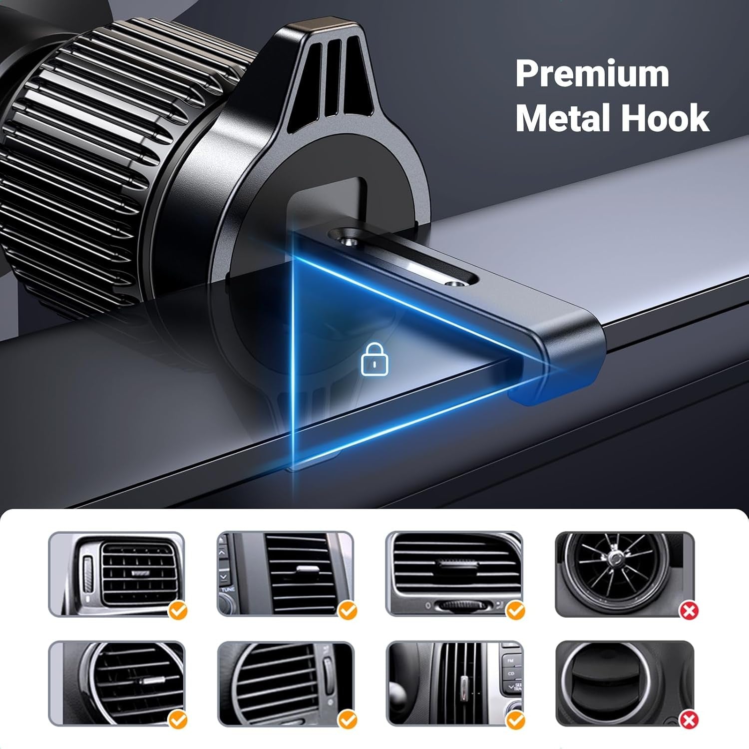 Car Phone Holder Vent Mount for iPhone Samsung 4.7-7.2" Smartphone