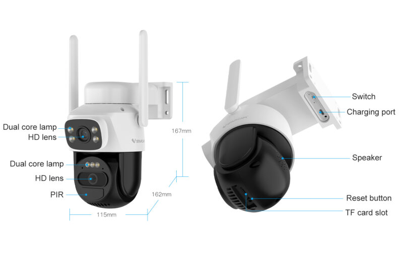 Vstarcam CB622DR Outdoor Solar Wifi Security Camera Dual Lens Full Night Color
