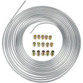 25Ft Roll Coil 3/16''OD Steel Zinc Brake Line Fuel Tubing Pipe Kit & 15 Fittings