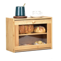 Salelink Bamboo Bread Bin w/Clear Window Double Layer Large