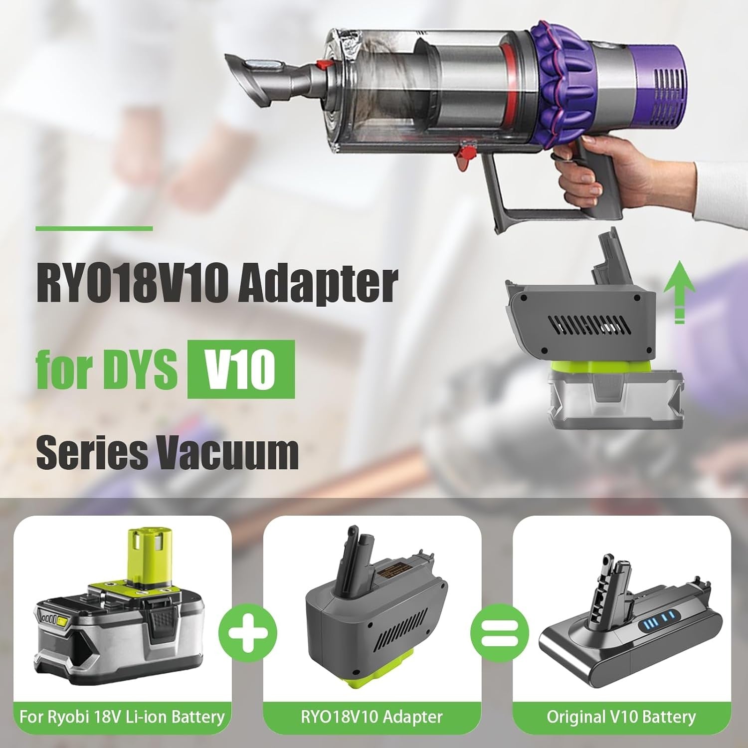 For Ryobi 18V Battery to Dyson V10 Battery Adapter Converter