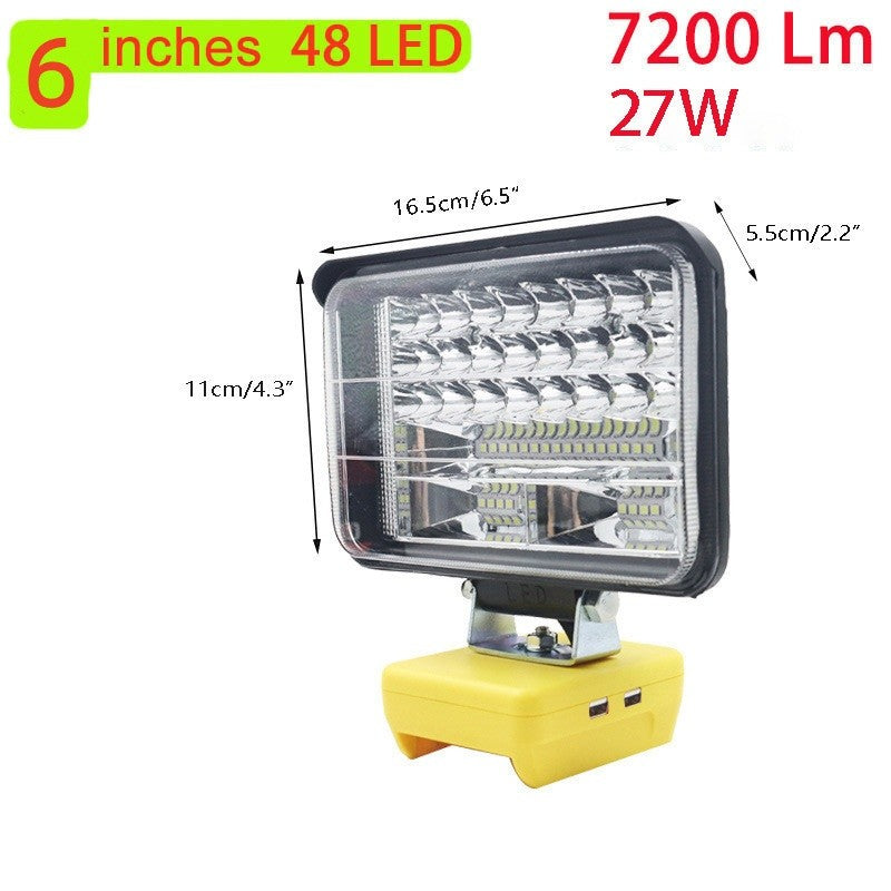 6 Inch LED Flood Work Light Tool Torch Lamp Fit DeWalt 18V 20V Lithium Battery