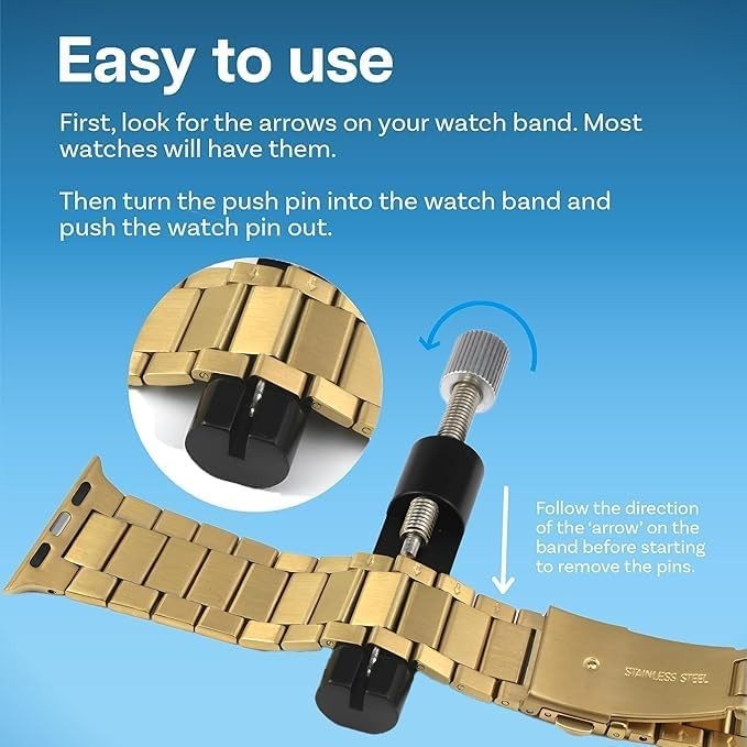 Metal Watch Strap Repair Tool Kit, Threaded Link Remover with Additional Pins