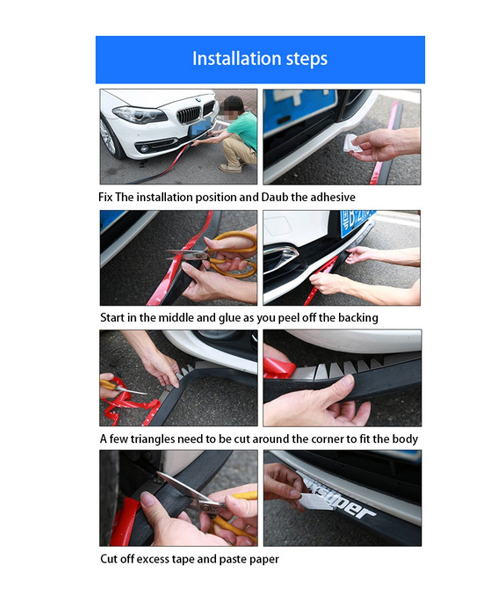 Universal 2.5M Rubber Car Front Bumper Lip Skirt Protector Body Spoiler Splitter