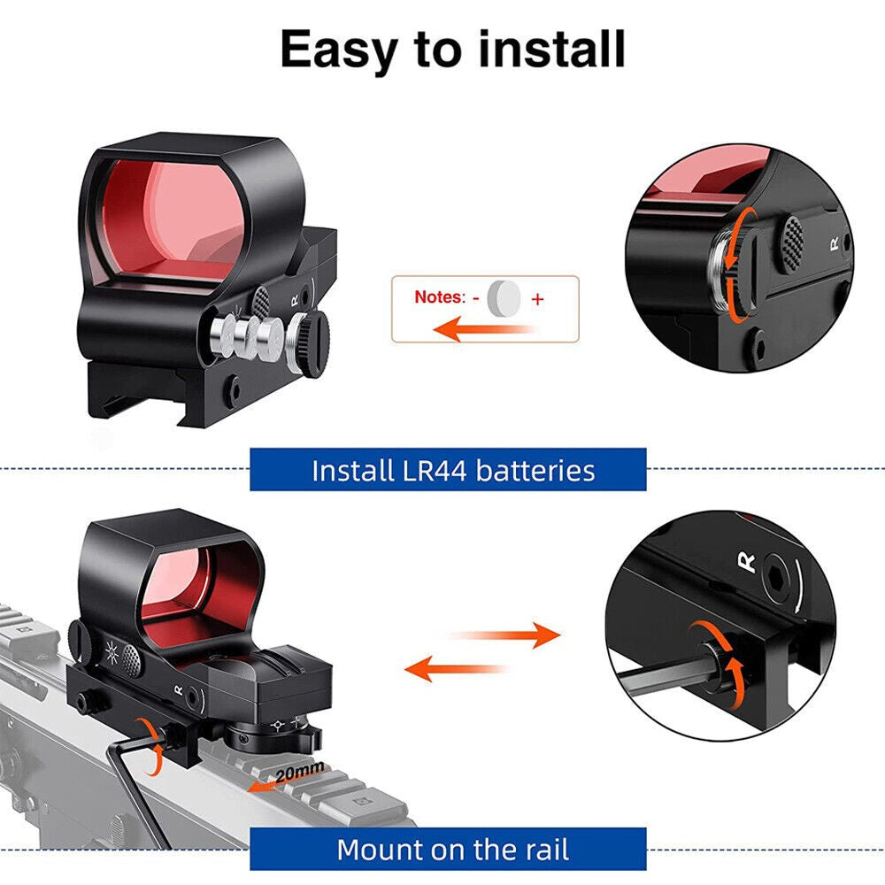 Tactical Red Dot Sight Holographic Reflex Scope for Hunting Rifle 20mm Rail