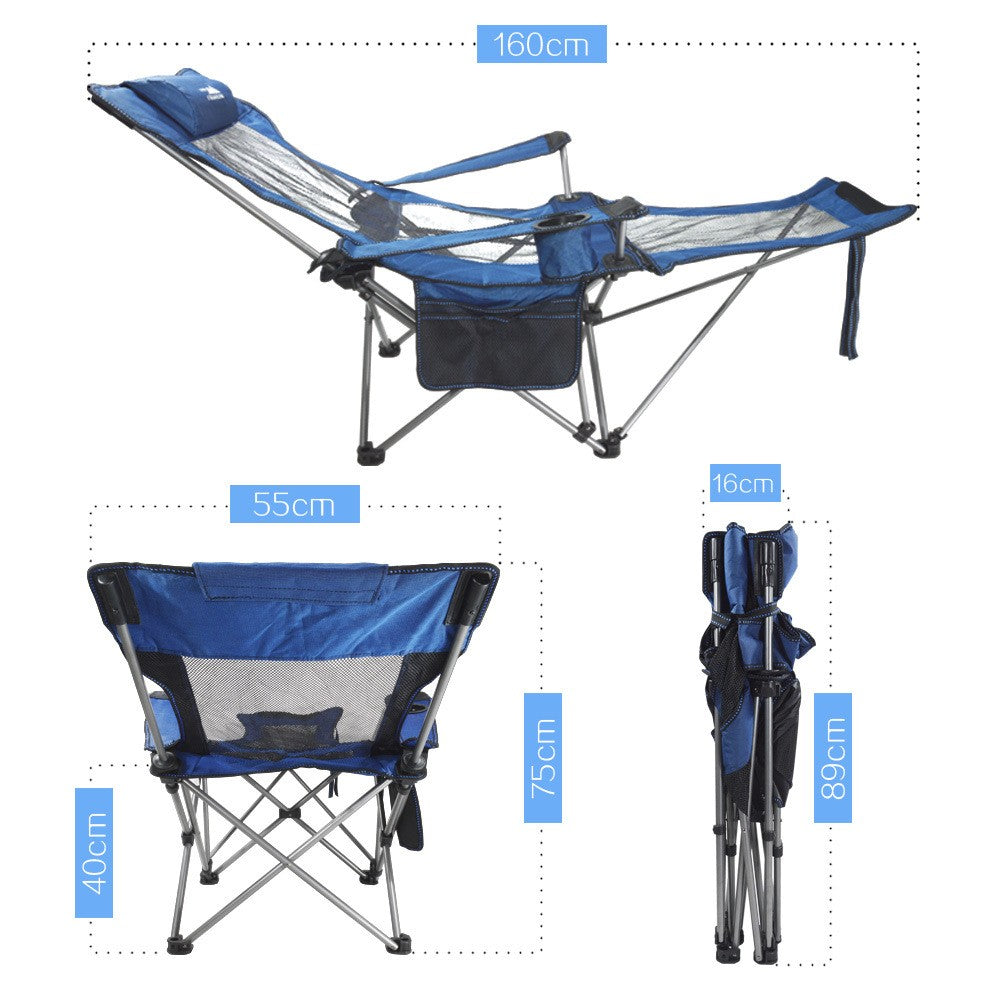 Folding Reclining Adjustable Camping Chair with Detachable Footrest