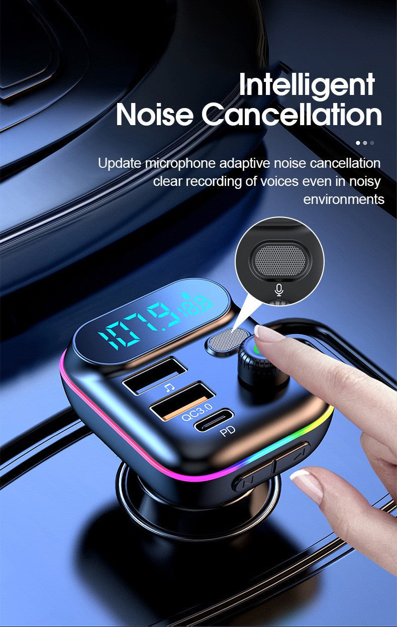Bluetooth FM Transmitter for Car, 7 Colors LED Car Radio Bluetooth Adapter