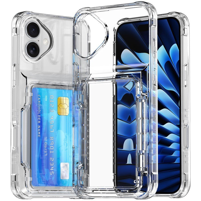 Clear Transparent Card Slots Back Holder Rugged Case For iPhone 17