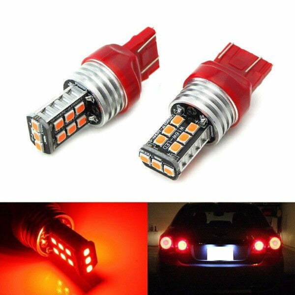 2 X T20 7443 15 RED LED DUAL CAR UTE BRAKE STOP TAIL LIGHT BULB 12V