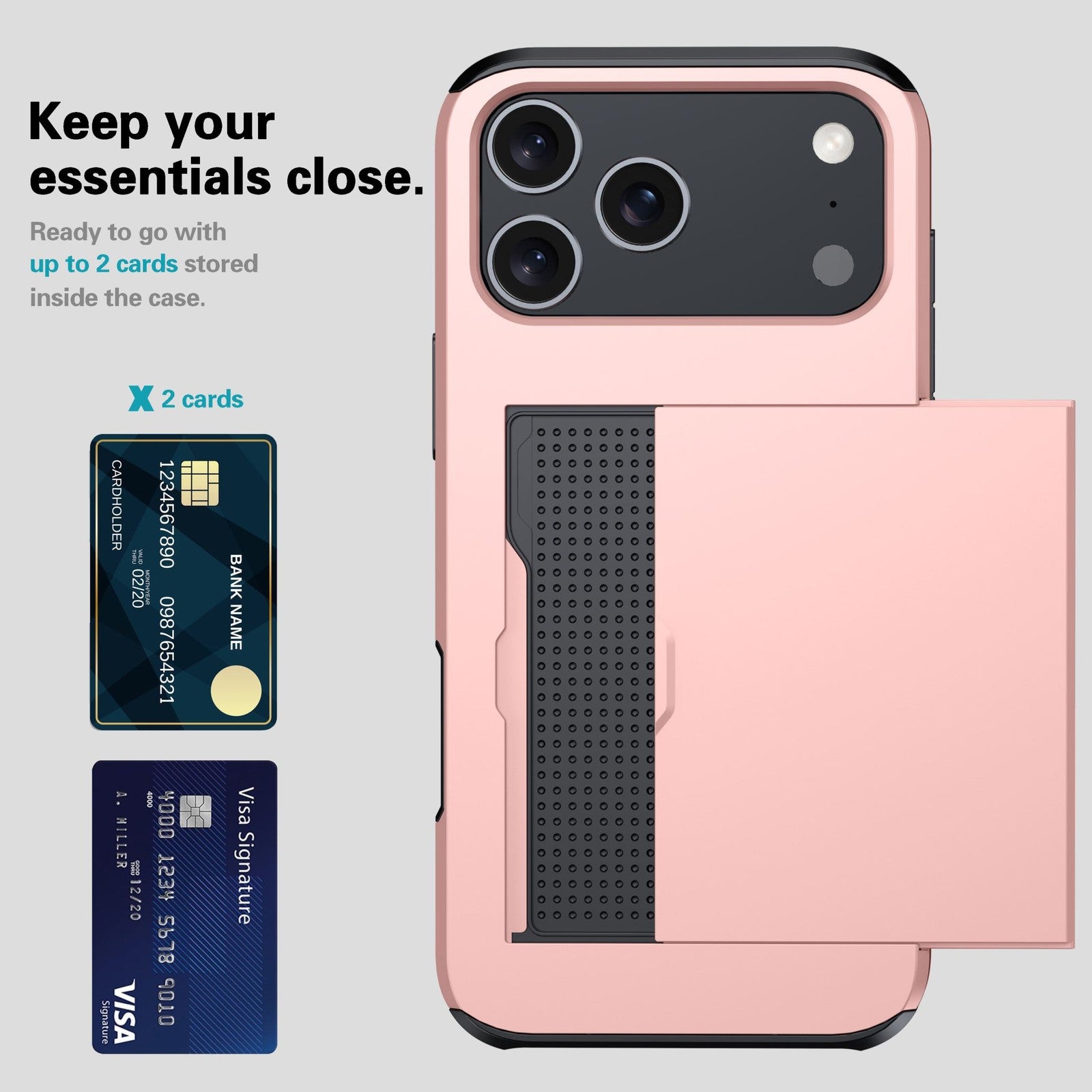 Card Case for iPhone 17 Pro - Rose Gold