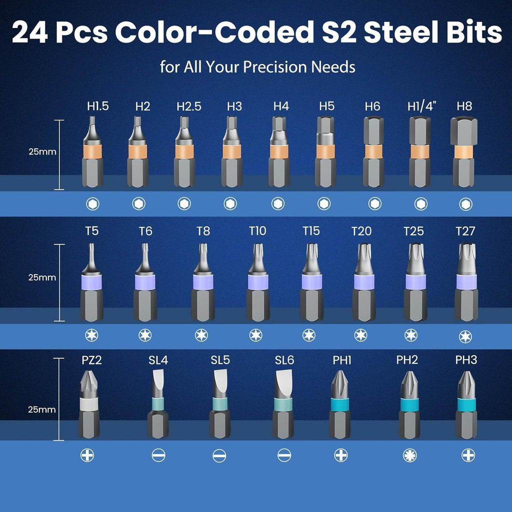 24 in 1 Magnetic Screwdriver Set DIY Ratchet Mini Removable Self-Assembly