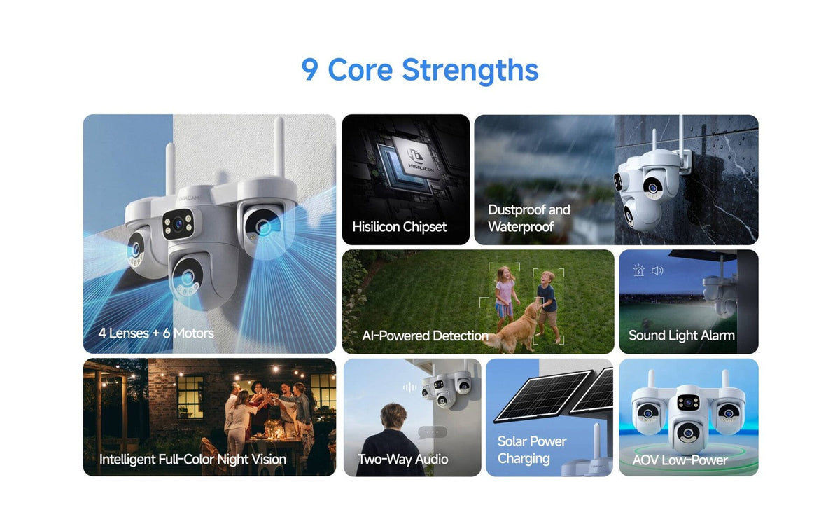 Vstarcam Solar 4G Security Camera 4-Lens Outdoor Full Color