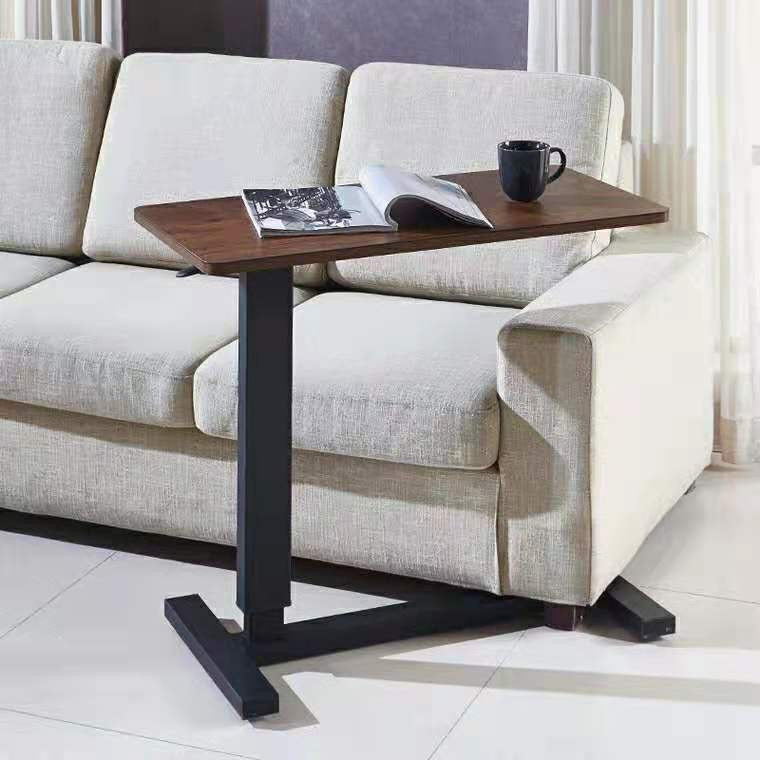 Adjustable Bedside Table In Wood Finish With Hidden Wheels For Versatility