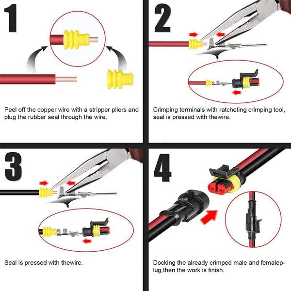 352pcs Waterproof Car Auto Electrical Wire Connector Plug 1-4 Pin Way Plug Kit