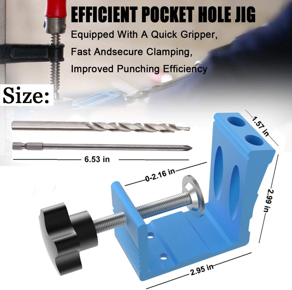 78PCS Pocket Hole Jig 15 Degree Aluminum Woodworking Drill Guide Kit AU