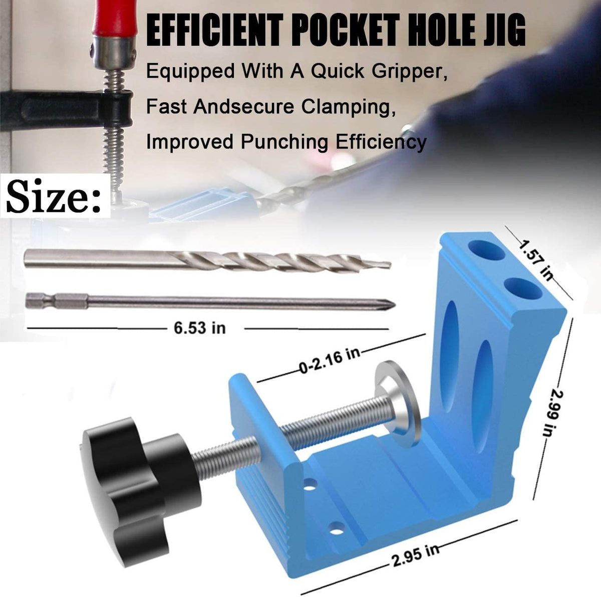 78PCS Pocket Hole Jig 15 Degree Aluminum Woodworking Drill Guide Kit AU