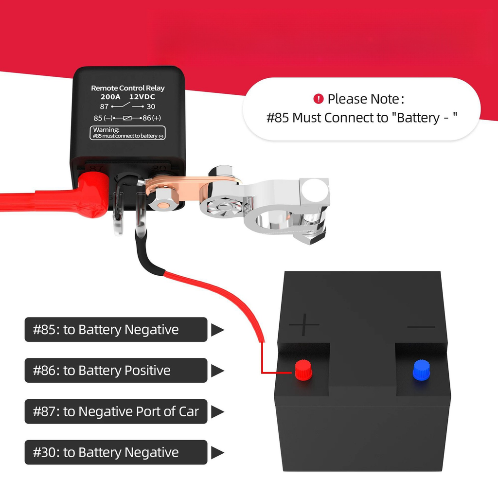 Wireless Remote Car Battery Disconnect Master Relay Kill Cut off Switch Isolator