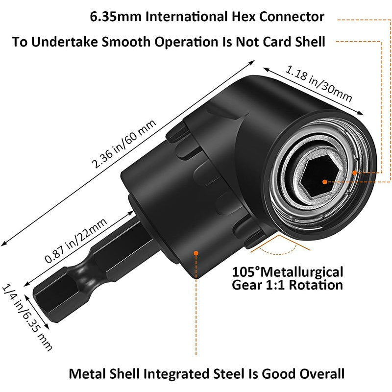 31Pcs Right Angle Extension Drill Adapter Attachment Impact Driver Hex Bit