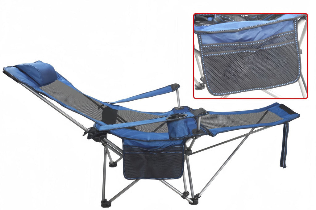 Folding Reclining Adjustable Camping Chair with Detachable Footrest