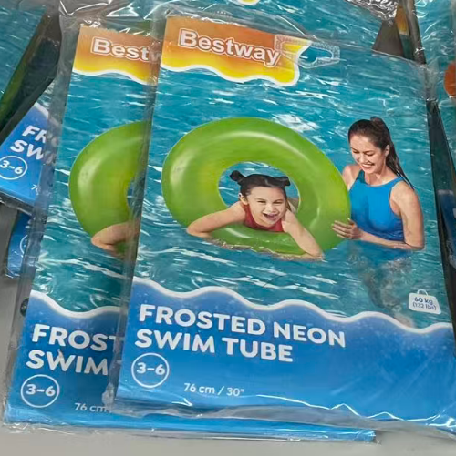 Bestway Frosted Neon Inflatable Swim Ring Tube 76cm Fog Light Green