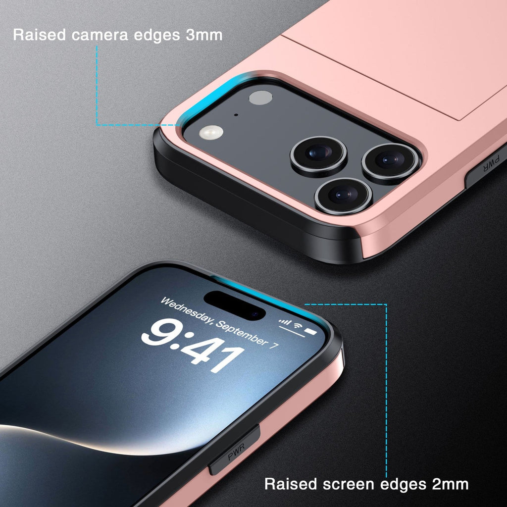 Card Slots Back Holder Rugged Case Cover For iPhone 17 Pro Max