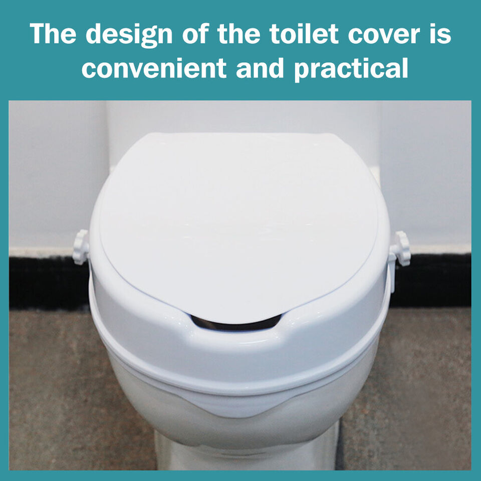 Raised Toilet Seat With Lid 10cm Rise Portable Home Aid Safety Riser