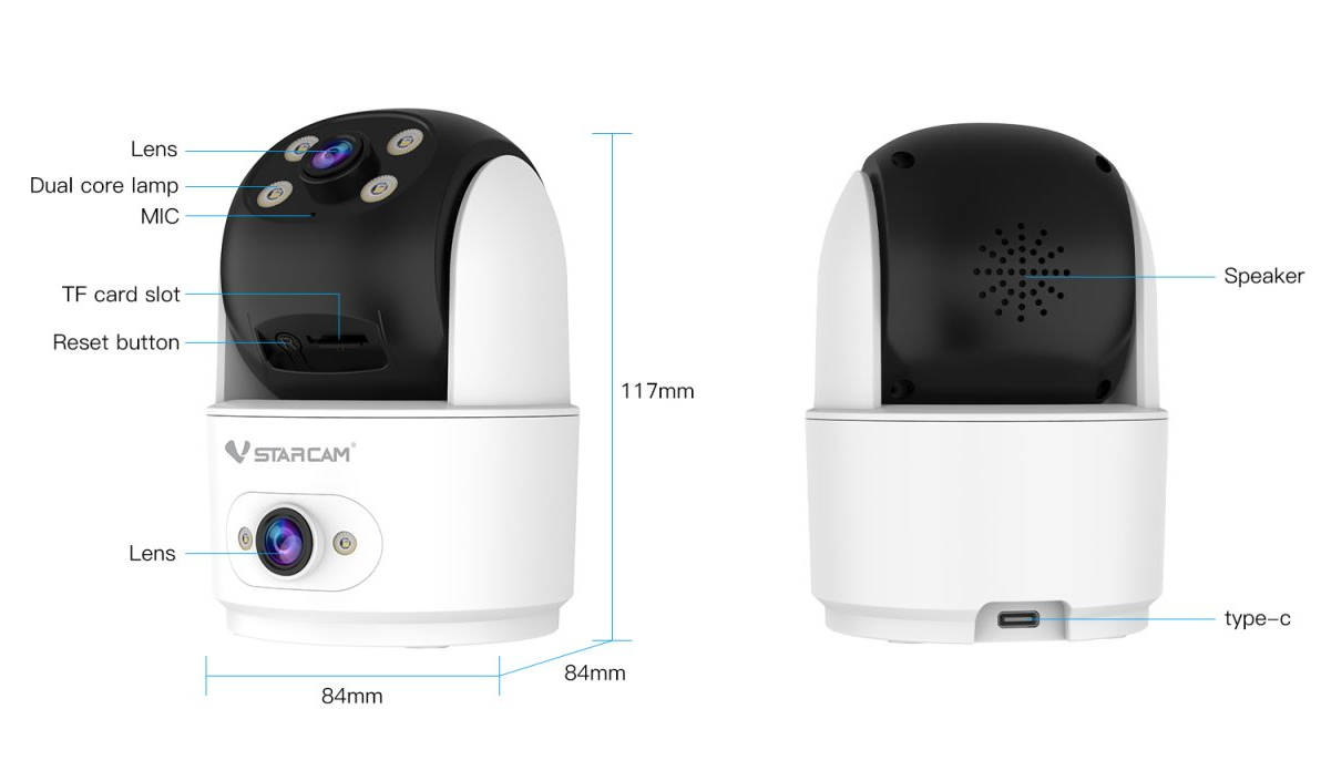 Vstarcam Indoor Security Camera Dual Lens Human Detection
