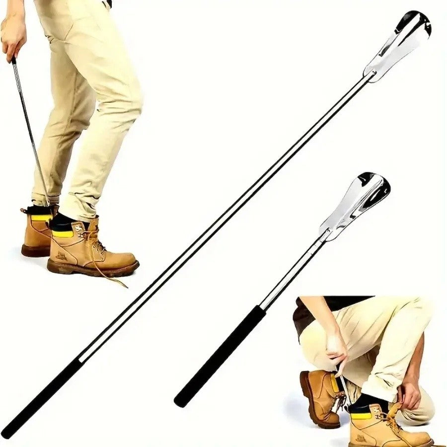 Shoe Horn Stainless Steel Long Handle Shoehorn Lifter Tool Telescopic 31-65cm