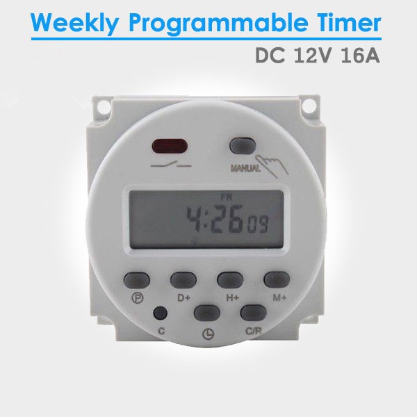 12V 16A LCD Day Programmable Timer Time Relay Switch 24 Hour 7 Mini DC