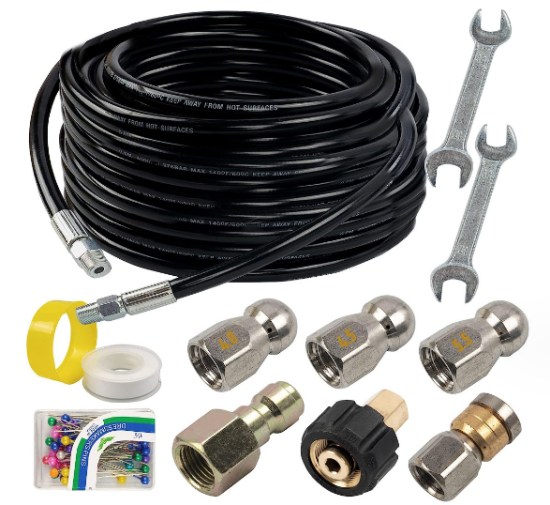 Sewer Jetter Nozzles Kit 30m Drain Cleaning Hose