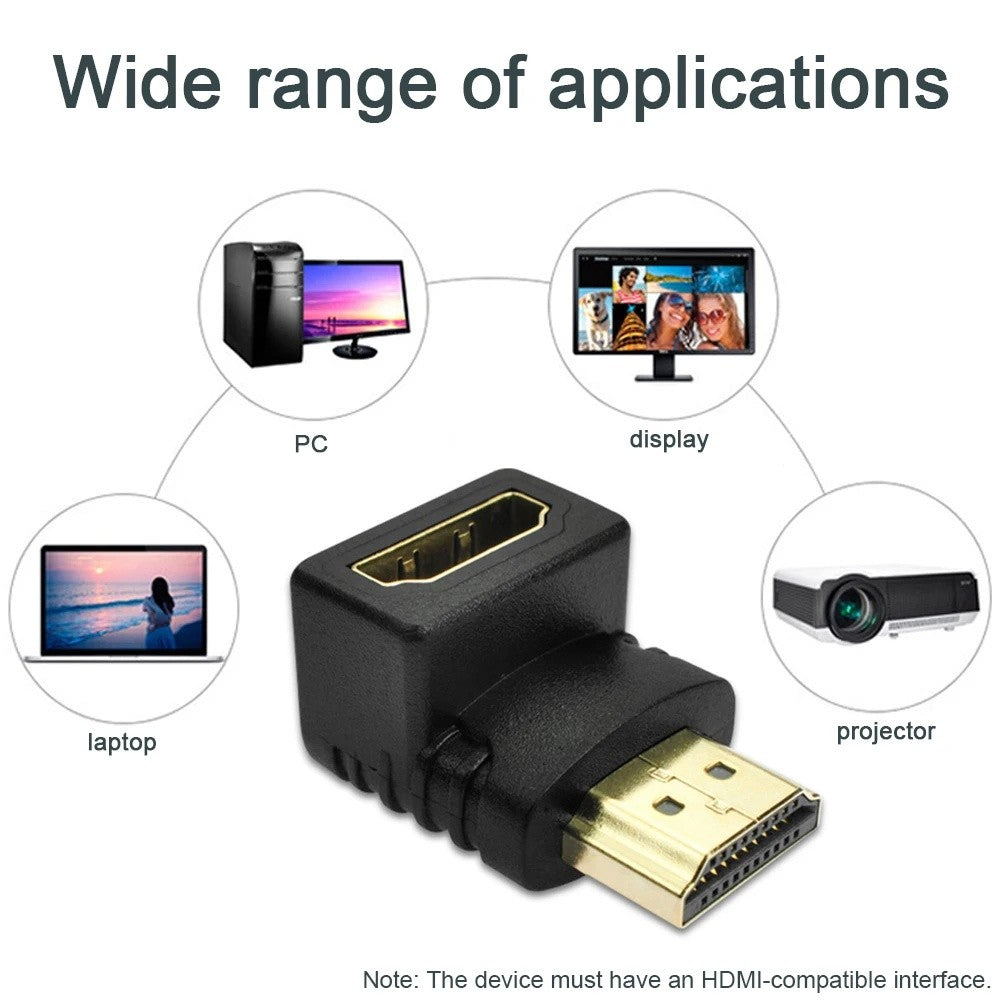 HDMI Male to HDMI Female 90 Degree Right Angle Adapter