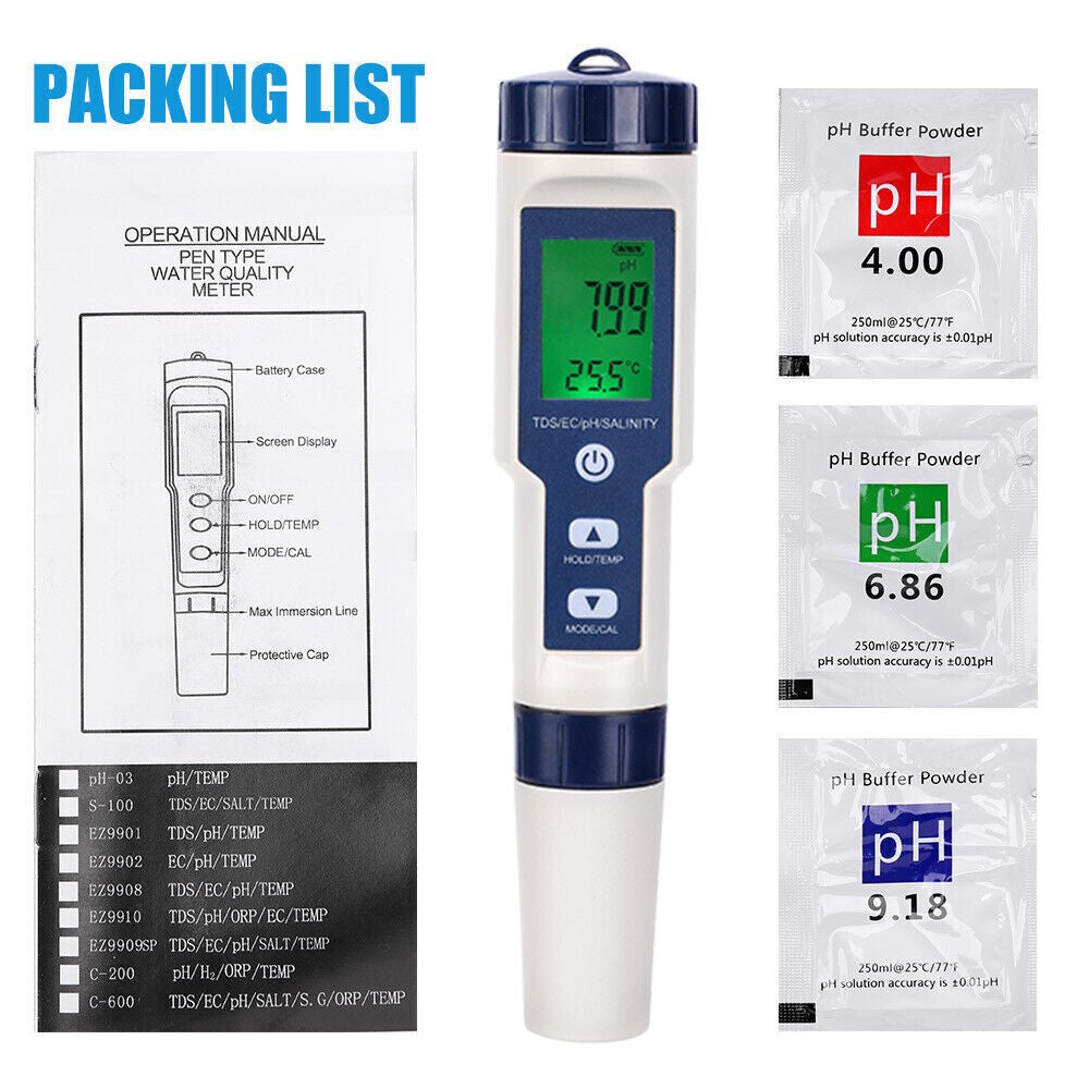 PH TDS Meter Digital Tester Pen Aquarium Pool SPA Water Quality Monitor