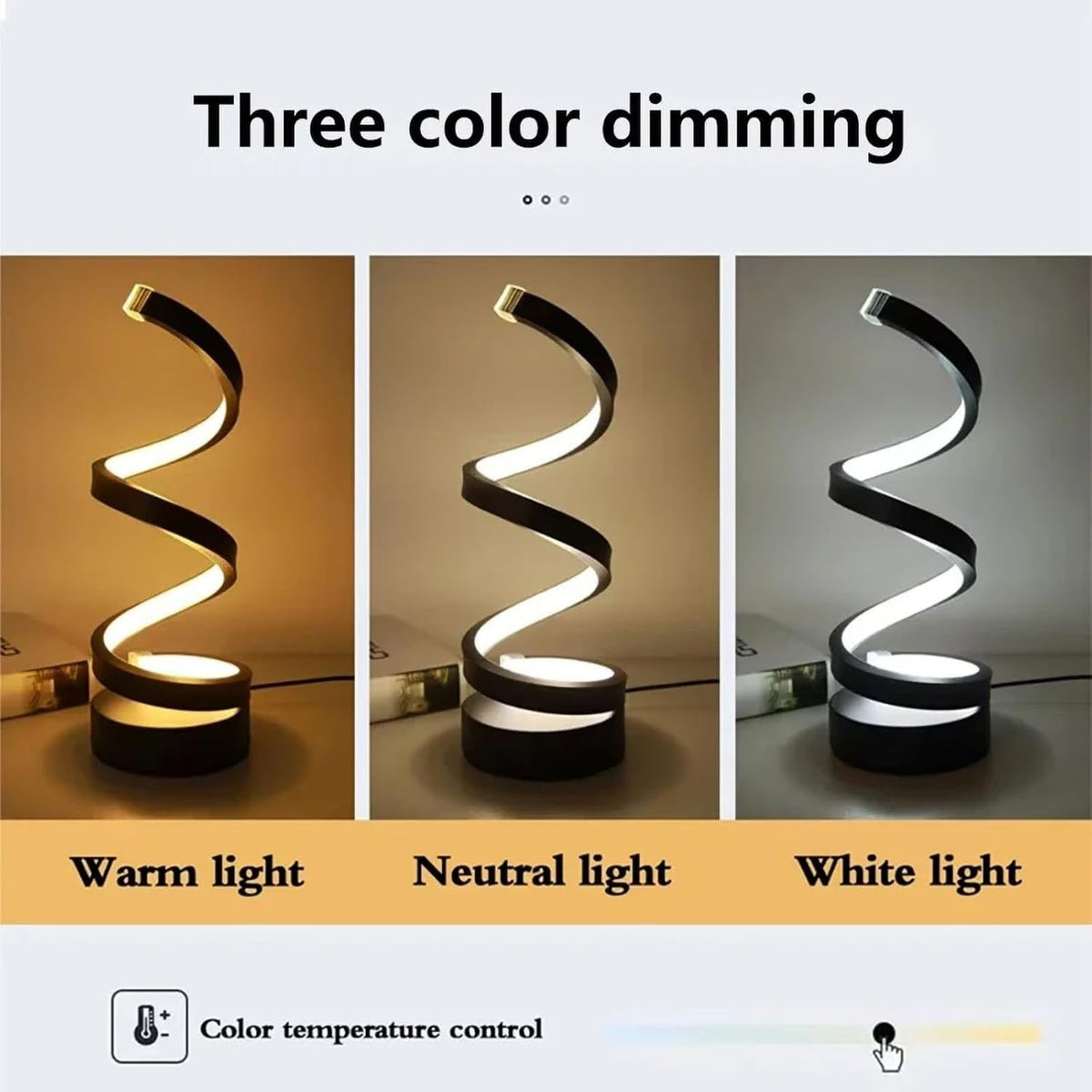 Modern Spiral LED Table Lamp Dimmable Bedside Nightstand Light