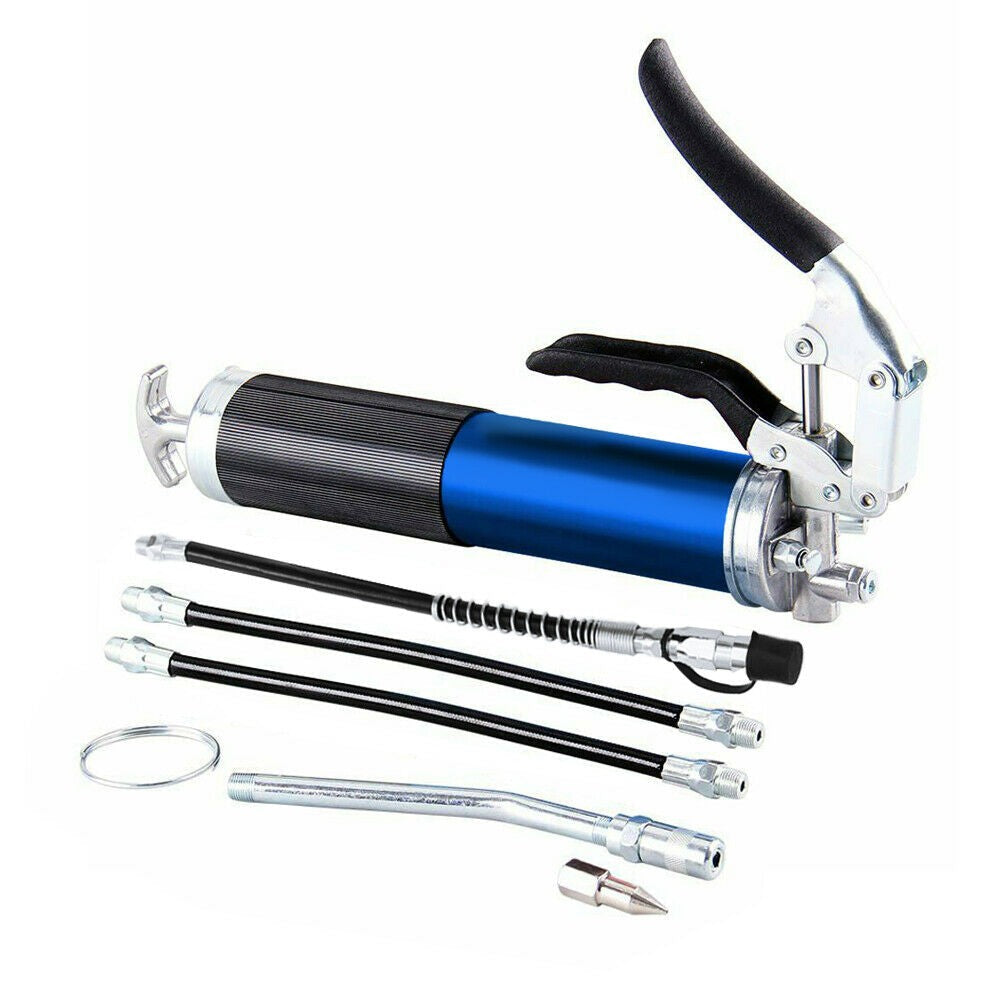 Blue Grease Gun Pistol Grip Dual Flow Pressure 6000psi Industrial Quality Tool