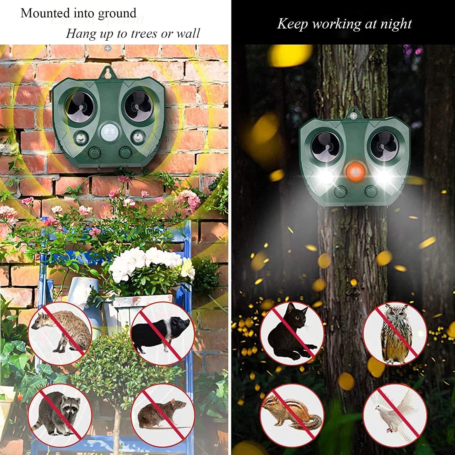 Solar Ultrasonic Bird Repeller Motion Sensor Animal Possum Repellent