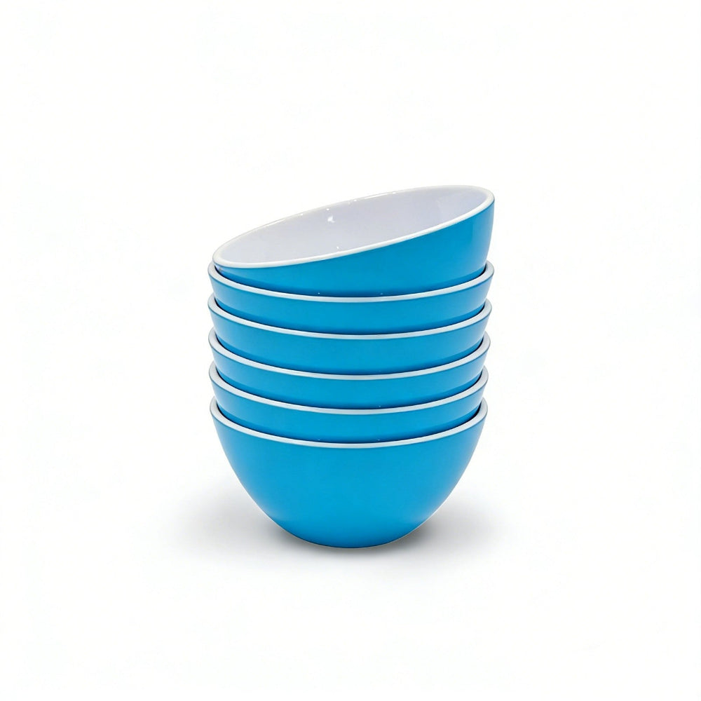 Henni & Friends Melamine Bowls Set, Blue Melamine Cereal/Soup/Salad Bowls, Set of 6