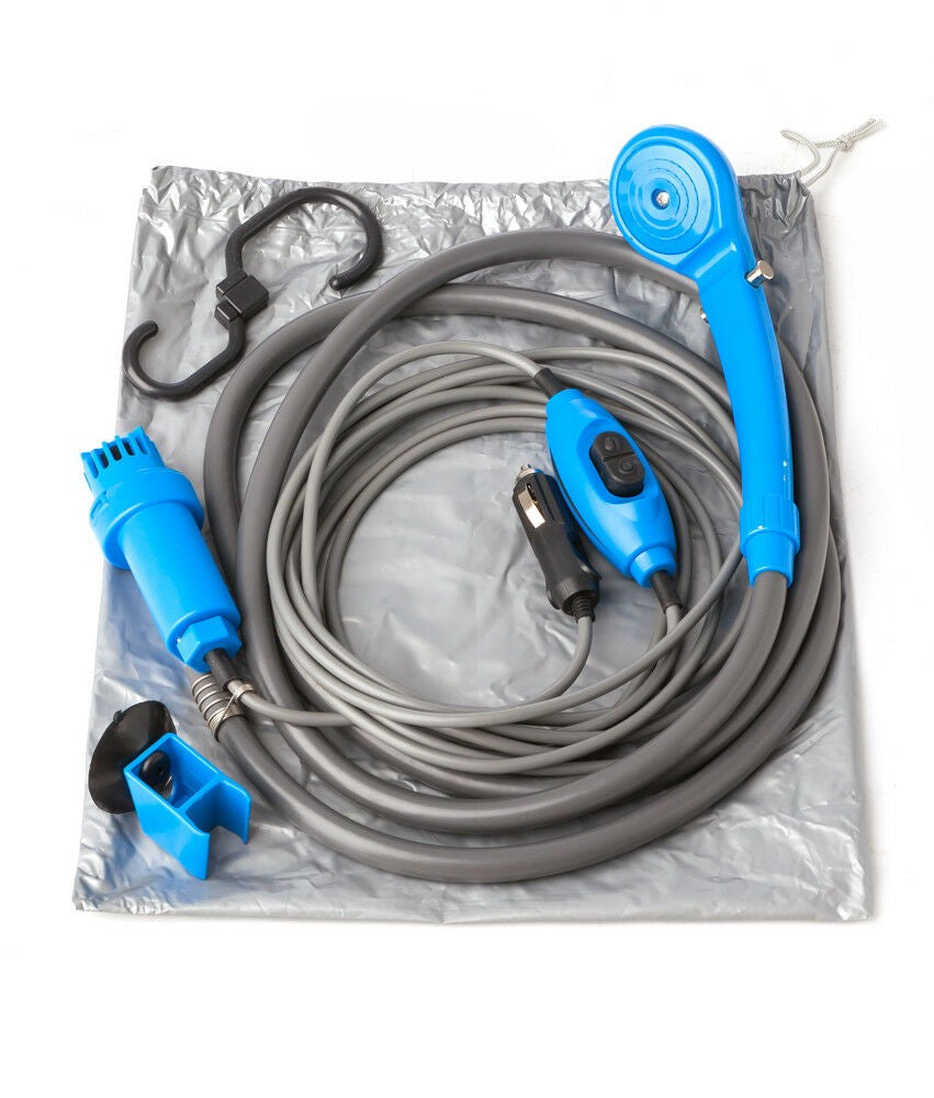 12v Portable Shower Kit 4L/min Adjustable Pressure Camping