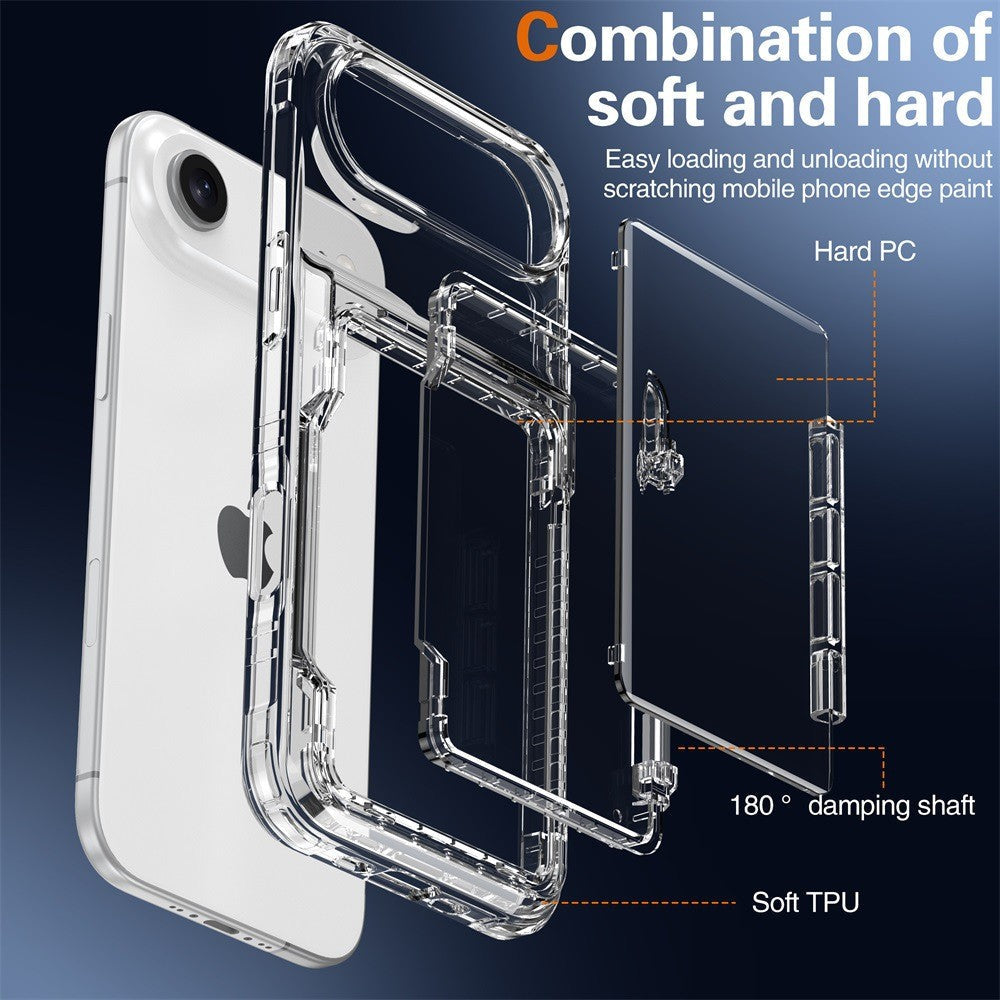 Clear Transparent Card Slots Back Holder Rugged Case For iPhone 17