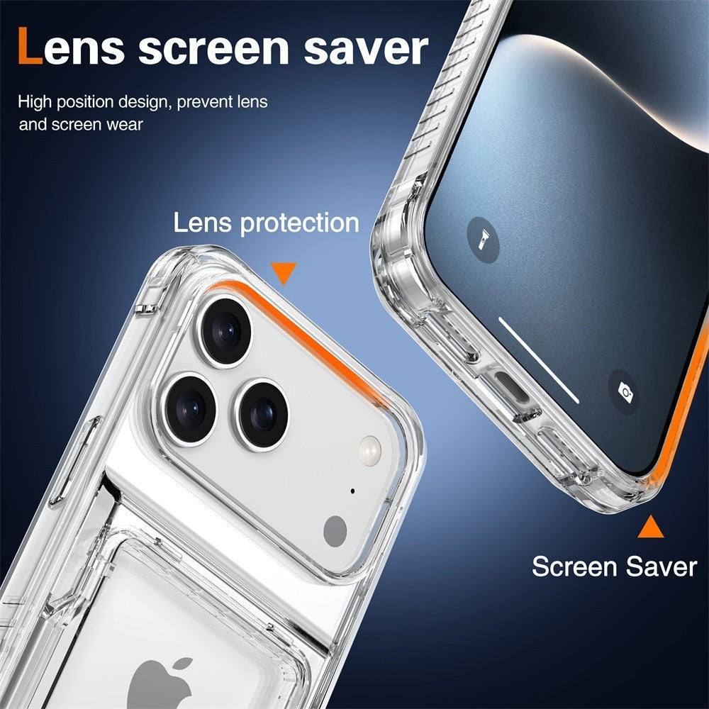 Clear Transparent Card Slots Back Holder Rugged Case For iPhone 17 Pro