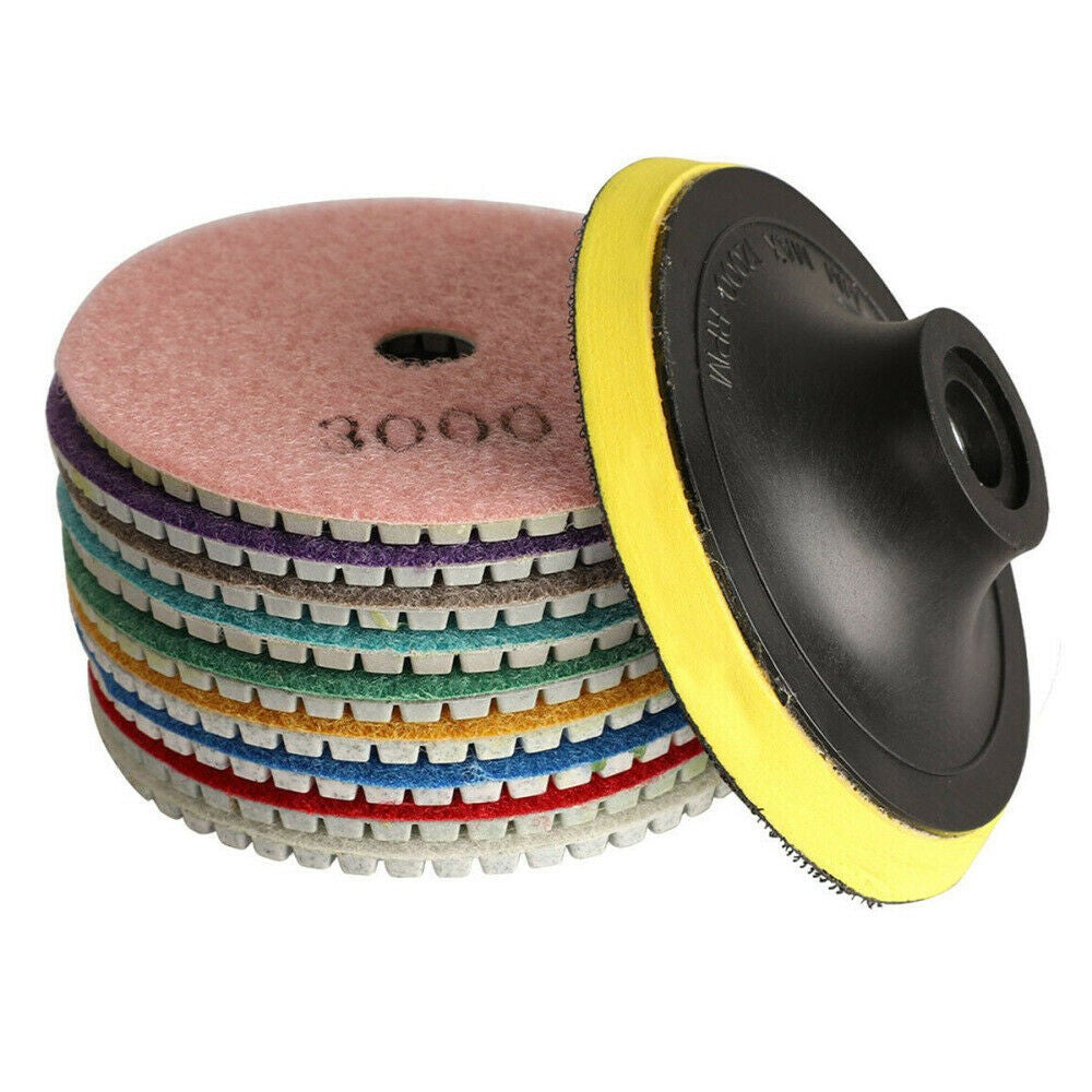 10Pcs Diamond Polishing Pads Wet Dry 4" Set