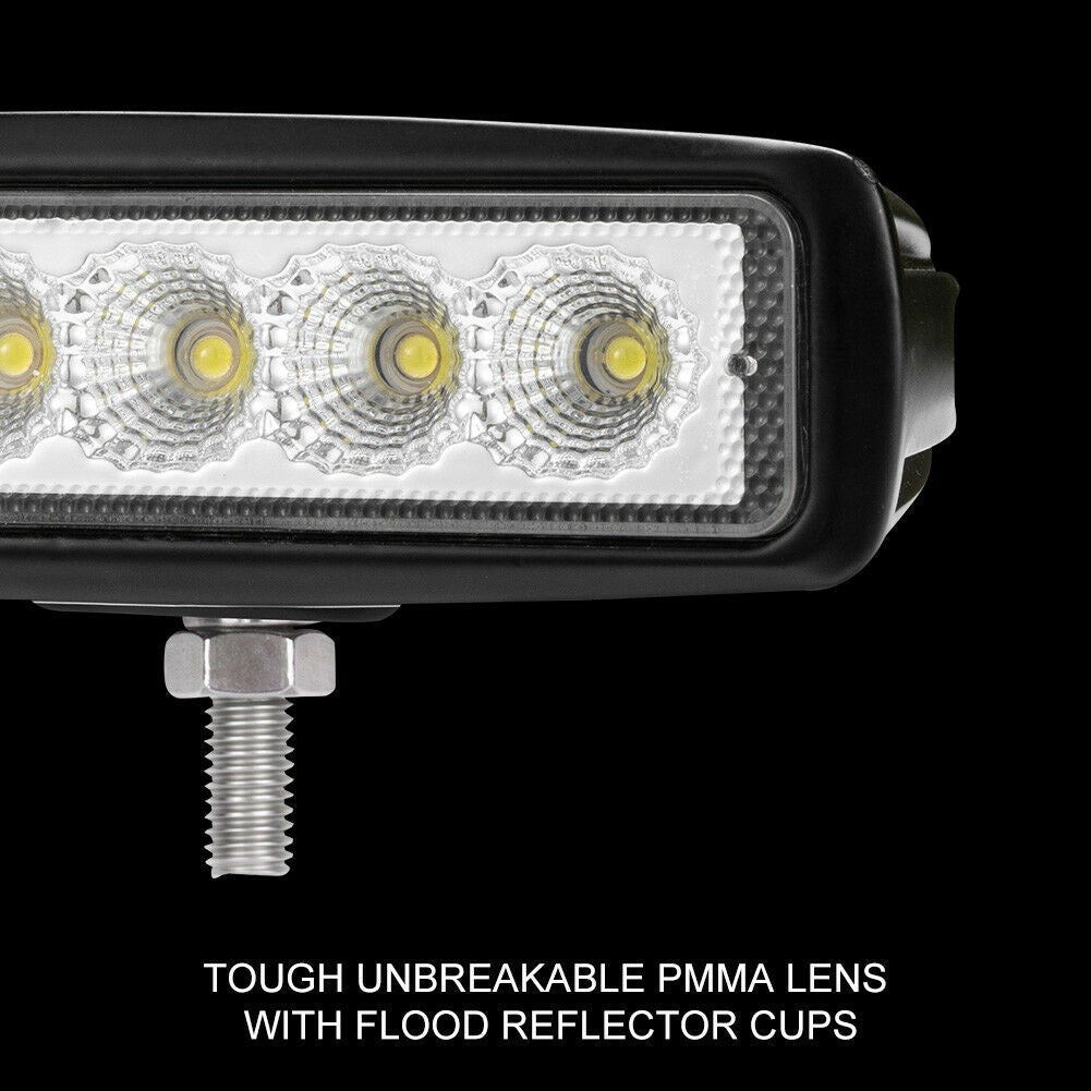 2x 6inch 30W LED Work Driving Light Bar Flood beam Lamp Reverse Offroad 4x4