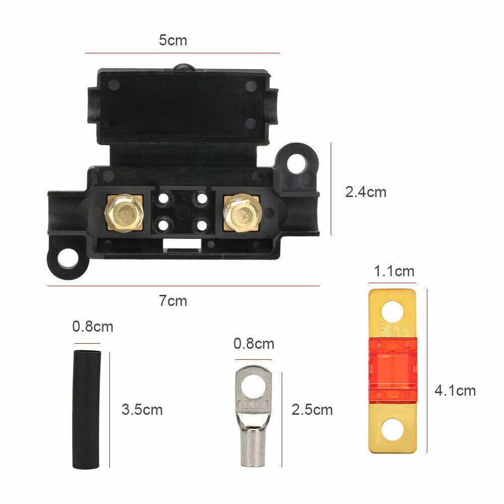 50A MIDI FUSE KIT 4 ANS Holder 7 x 50 AMP Fuses to suit Redarc BCDC Dual Battery