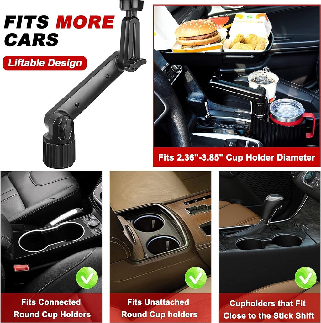 3 in 1 Expandable Cup Holder Tray for Car Cup Holder Expander for Car Food Table