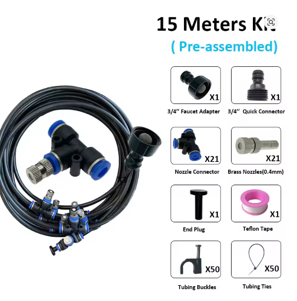 15M Outdoor Misting Cooling System Garden Patio Irrigation Water Mister Set